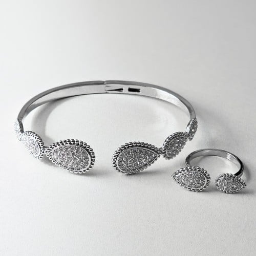 اسوارة مع خاتم زركون فضي