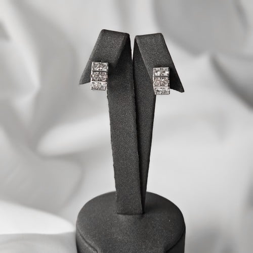 حلق زركون فضي