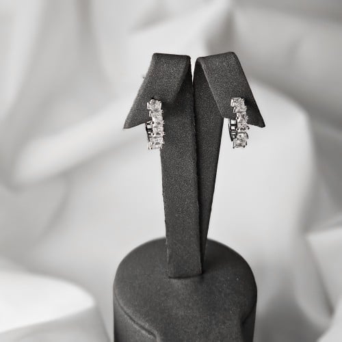 حلق زركون فضي