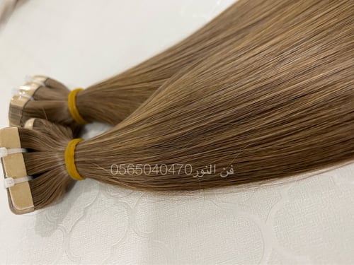 شعر اكستنشن تيب( ناعم) طبيعي100٪ بني اشقر زيتوني62...