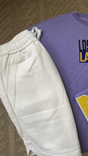 طقم ليكرز اوفر سايز شورت ابيض موف -7