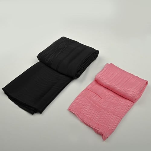 اقمشة قطعة كريب مقلم ستان سالونا + طرحة شيفون مقلم...