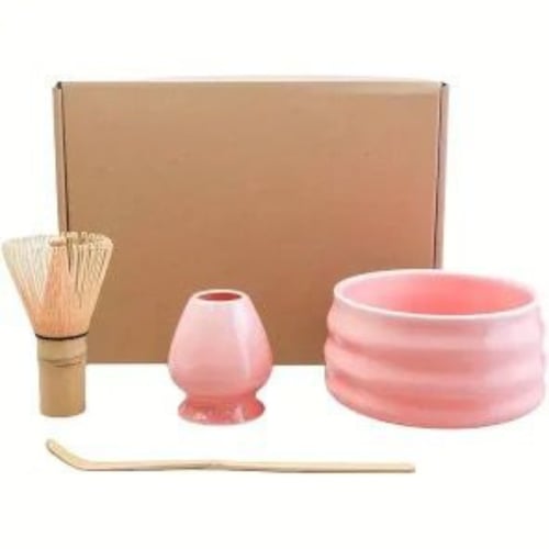 مجموعة ادوات الماتشا - لون زهري