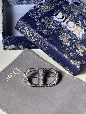 بروش Christian Dior فضي وذهبي