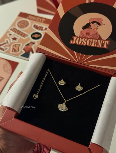 طقم قلادة وأقراط ذهبي أو فضي