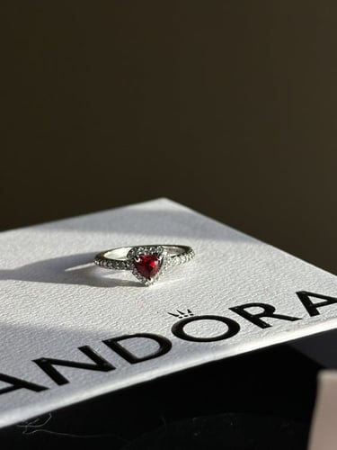 خاتم باندورا أحمر فضة S925