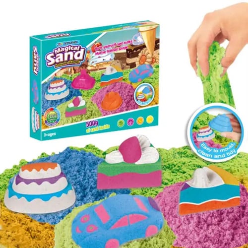 الرمل السحري للتشكيل والابداع + وعاء