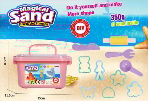 الرمل السحري للتشكيل والابداع + وعاء