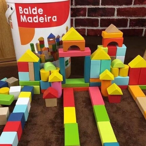 100 قطعة مكعبات خشبية متعددة الألوان للأطفال