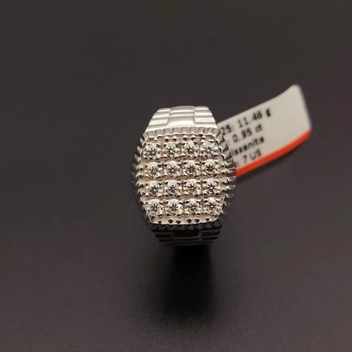 خاتم فضة بأحجار الموزنايت الشبية للالماس عيار 925