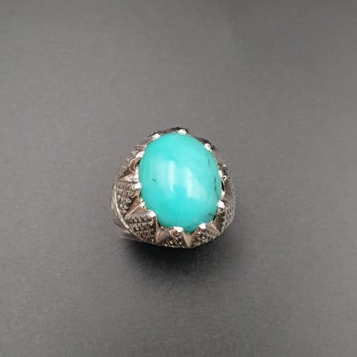 خاتم الفيروز الطبيعي النيشابوري فضة 925