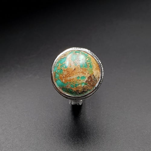 خاتم فيروز طبيعي نيشابوري فضة عيار 925