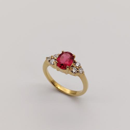 خاتم بحجر الياقوت الطبيعي وأحجار الموزنايت الشبية...