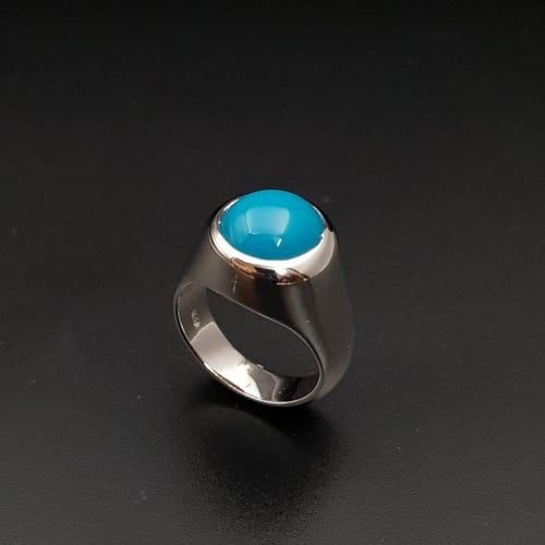 خاتم فيروز طبيعي صافي ايراني فضة عيار 925