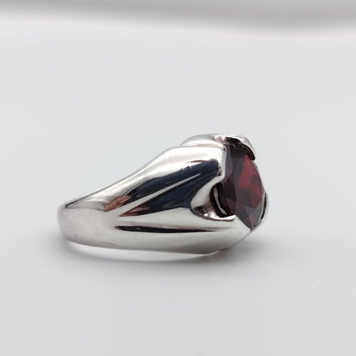 خاتم حجر غارنت طبيعي فضة عيار 925