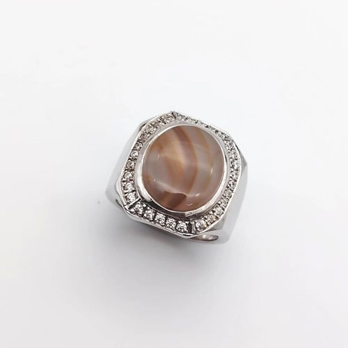 خاتم عقيق يماني طبيعي فضة عيار925