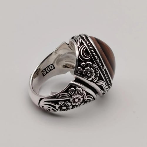 خاتم عقيق سليماني صياغة عارف البحرين فضة عيار 990