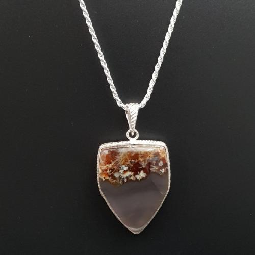 تعليقة عقيق يماني طبيعي فضة 925