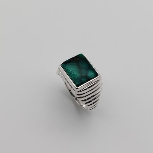 خاتم فيروز طبيعي فضة عيار 925