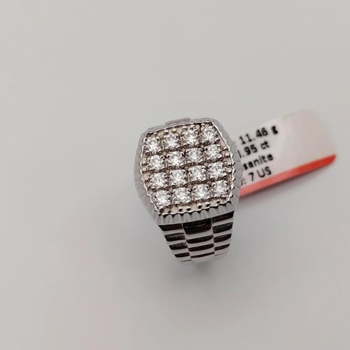 خاتم فضة بأحجار الموزنايت الشبية للالماس عيار 925