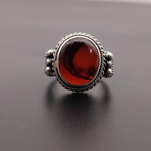 خاتم صياغة نجراني مع عقيق احمر يماني طبيعي فضة925