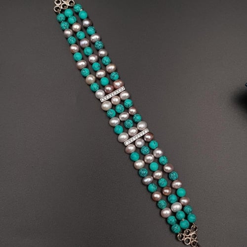 اسورة احجار ولؤلؤ مفتاح فضة 925