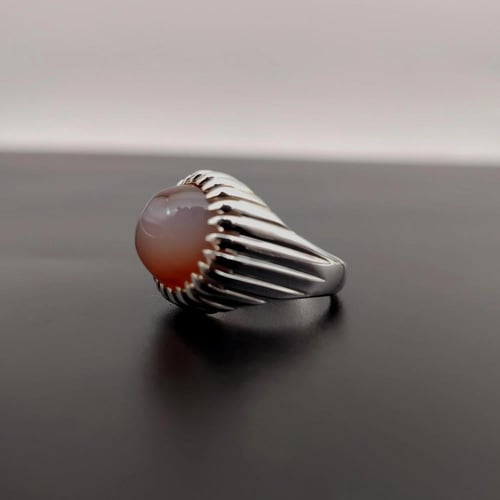 خاتم العقيق اليماني القبة فضة عيار 925