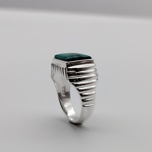 خاتم فيروز طبيعي فضة عيار 925