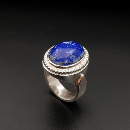 خاتم لازورد طبيعي فضة عيار 925