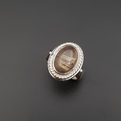 خاتم حجر كوارتز روتيل فضة عيار 925