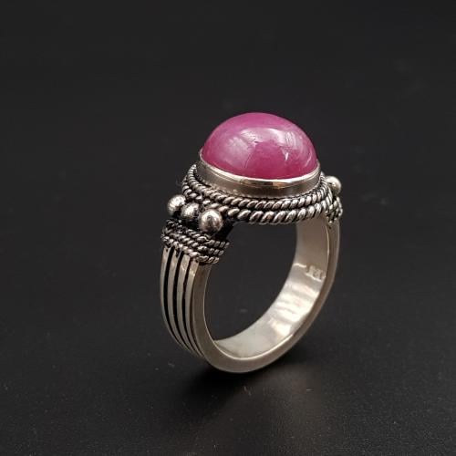 خاتم ياقوت طبيعي فضة 925