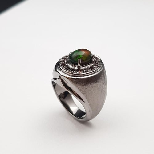 خاتم اوبال طبيعي اثيوبي فضة عيار 925