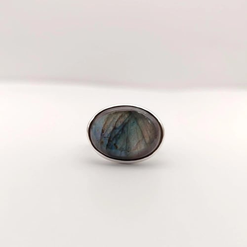 خاتم حجر الطاووس الطبيعي فضة عيار 925