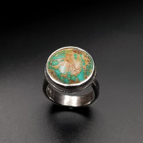 خاتم فيروز طبيعي نيشابوري فضة عيار 925