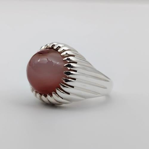 خاتم العقيق اليماني القبة فضة عيار 925