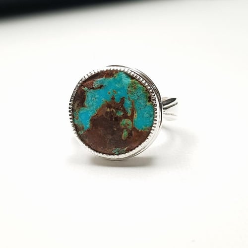 خاتم فيروز طبيعي نيشابوري فضة عيار 925