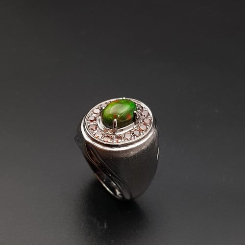 خاتم اوبال طبيعي اثيوبي فضة عيار 925