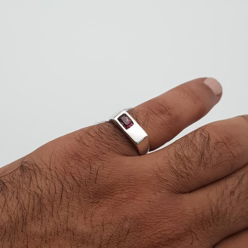 خاتم حجر التورمالين الطبيعي فضة عيار 925