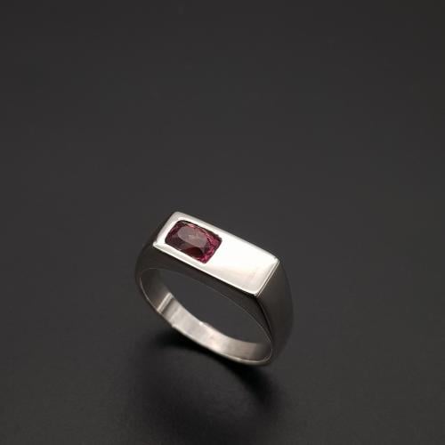 خاتم حجر التورمالين الطبيعي فضة عيار 925