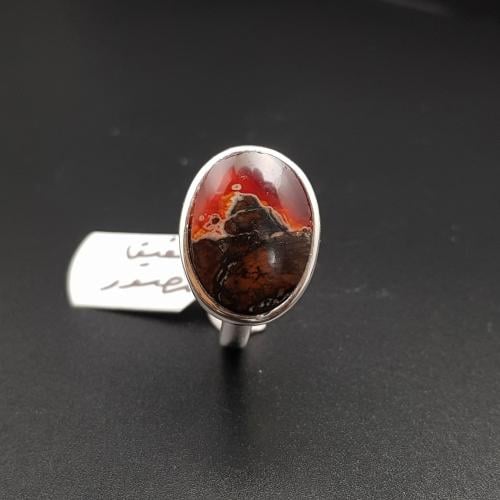 خاتم عقيق يماني مصور مميز فضة عيار 925