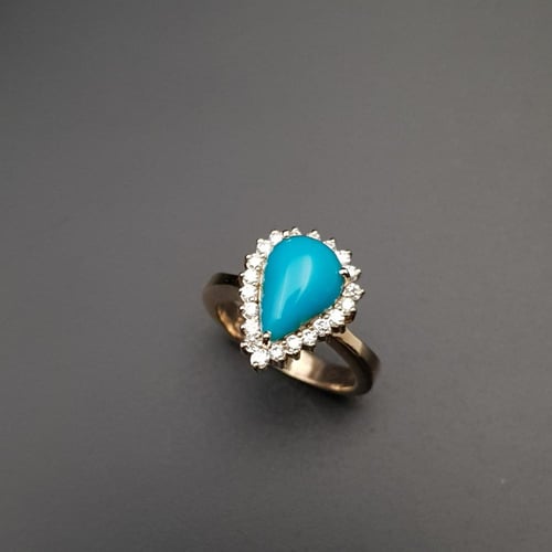 خاتم فيروز ايراني طبيعي صافي فضة عيار 925