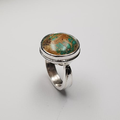 خاتم فيروز طبيعي نيشابوري فضة عيار 925