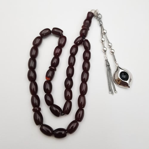 سبحة فاخرة من العقيق اليماني الكبدي