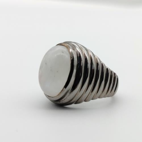 خاتم بحجر القمر طبيعي فضة عيار 925