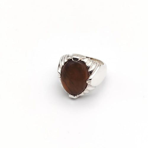 خاتم حجر عين النمر ( تايجر ) فضة عيار 925