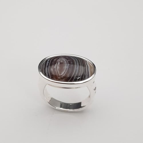 خاتم عقيق بوتسوانا افريقي نوادر فضة عيار 925