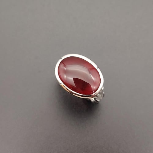 خاتم ملكي عقيق يماني طبيعي فضة 925