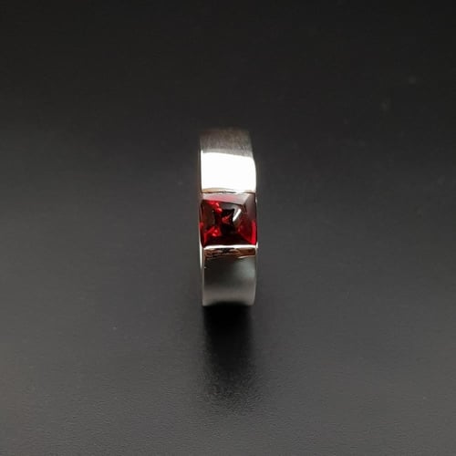 خاتم حجر الجارنت الناري طبيعي فضة عيار 925