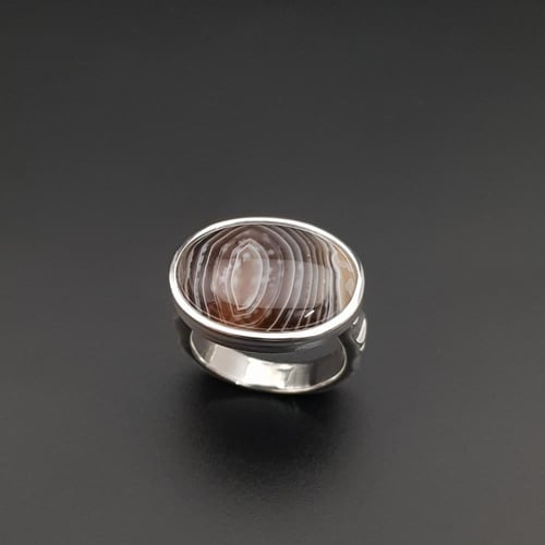 خاتم عقيق بوتسوانا افريقي نوادر فضة عيار 925