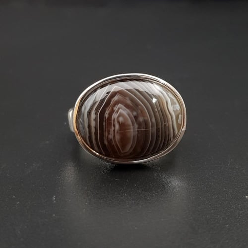 خاتم عقيق بوتسوانا افريقي نوادر فضة عيار 925